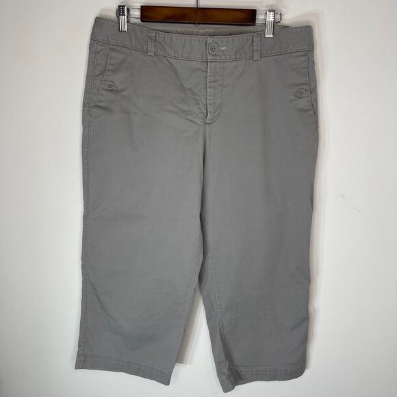 Dockers pants chinos women's 14 gray cotton light wash cropped comfortable - Picture 9 of 15